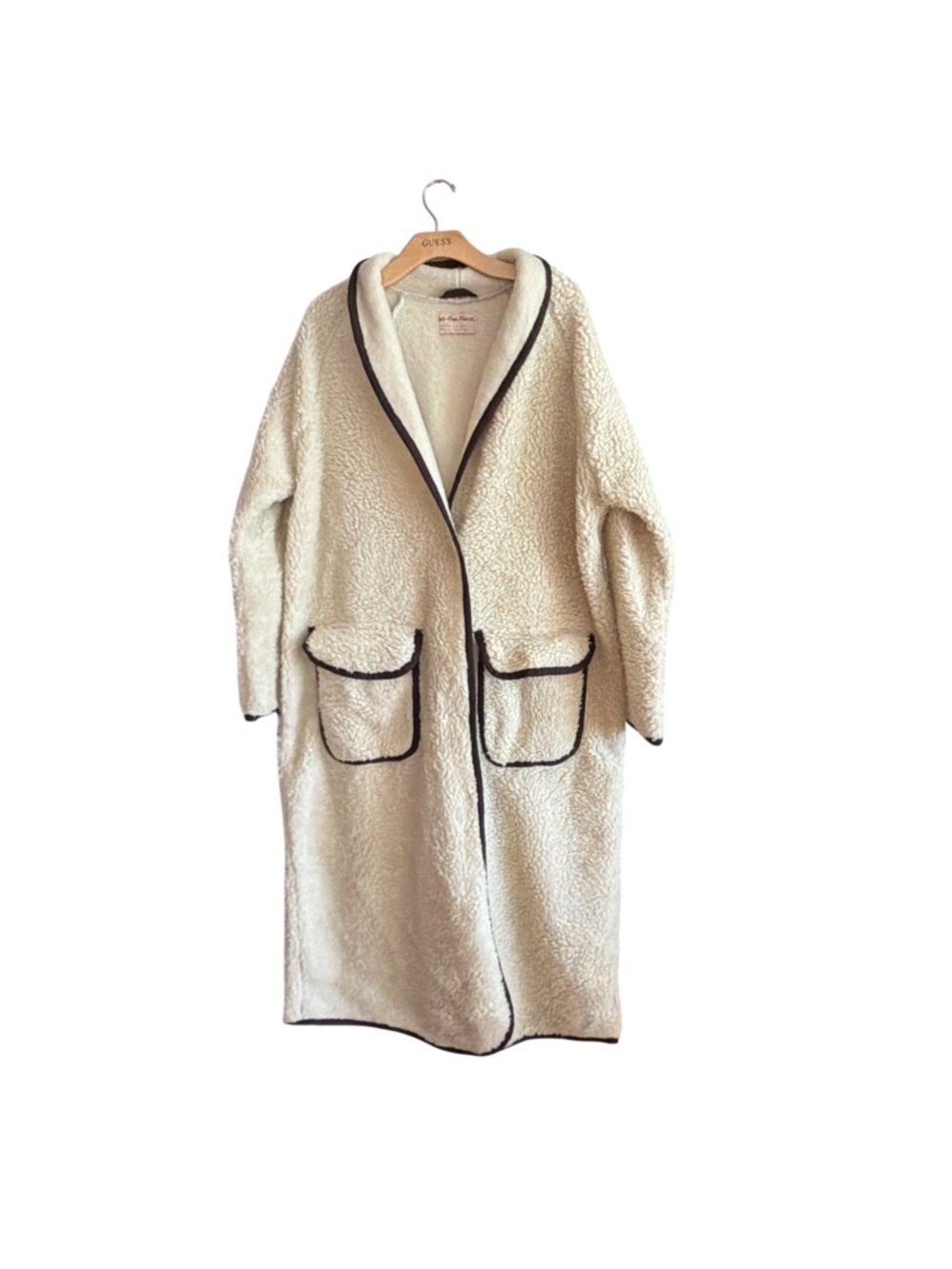 We The Free Cream Teddy Coat with Black Trim